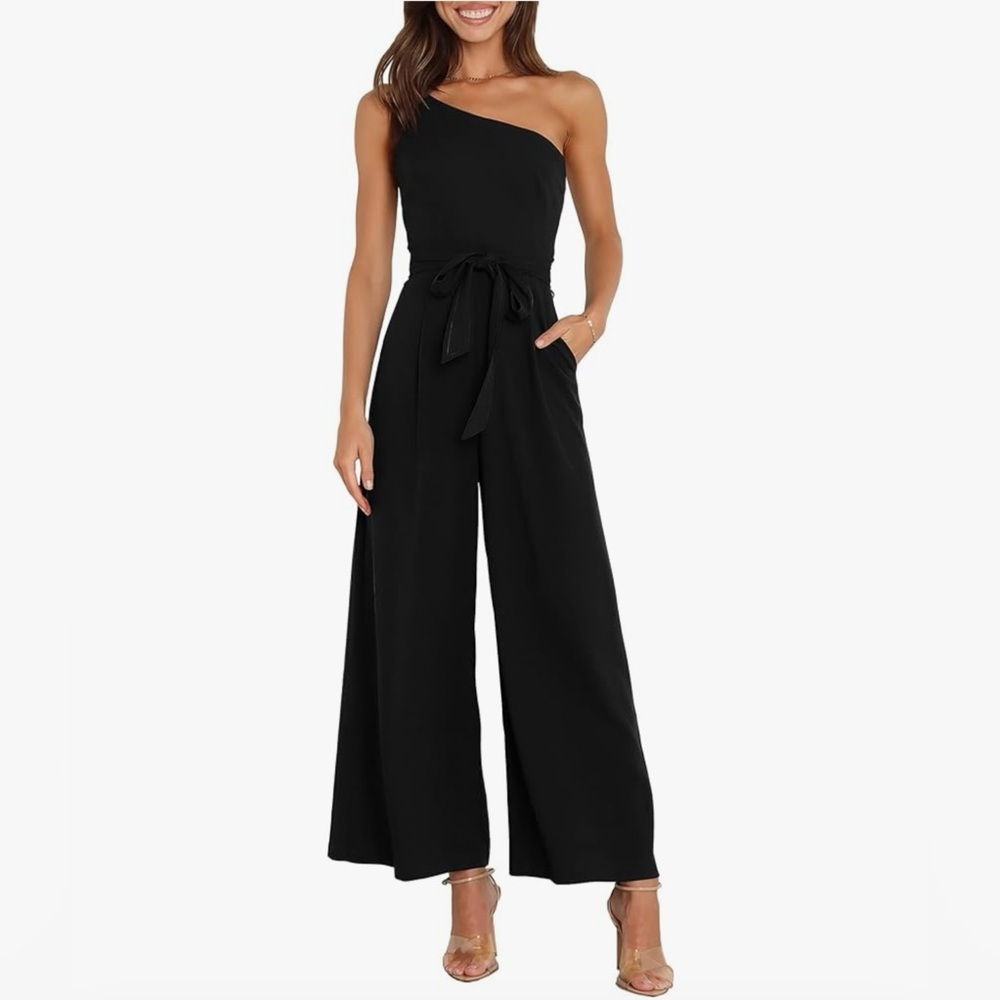 Chic One-Shoulder Black Romper